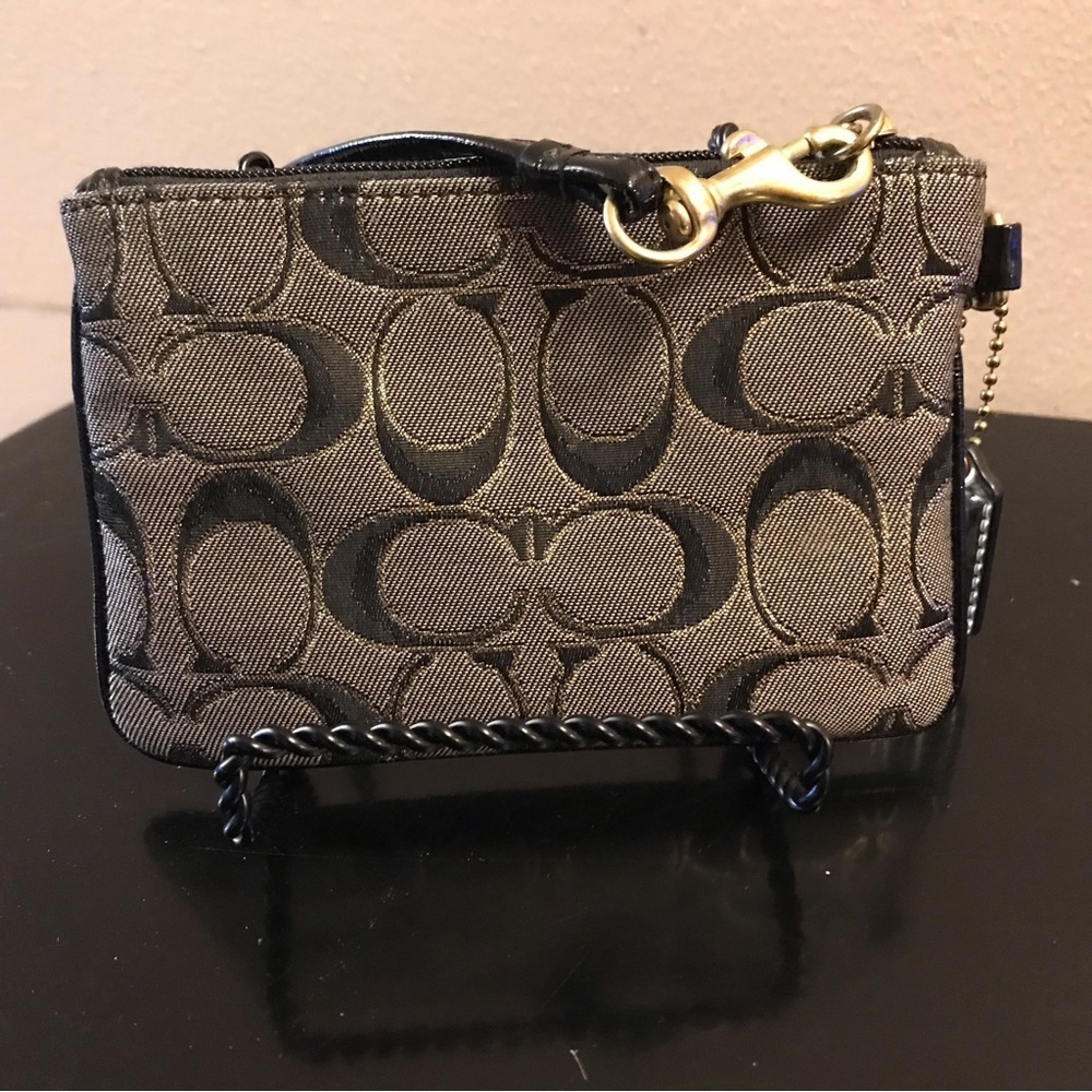 Coach classic black & gold fabric C design wristlet. NWOT - Picture 2 of 4